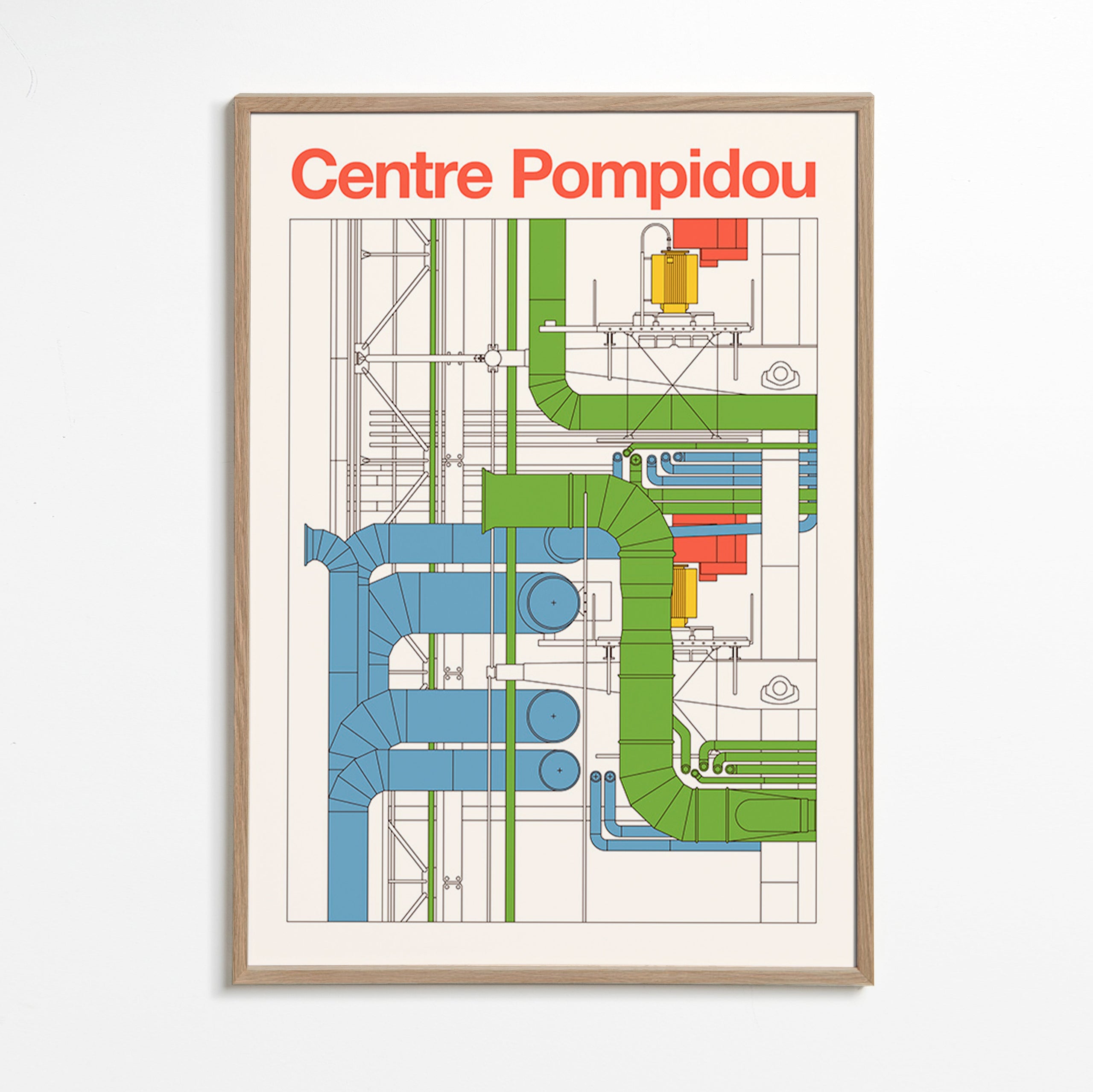 Stadskunst Centre Pompidou, architectonisch diagram