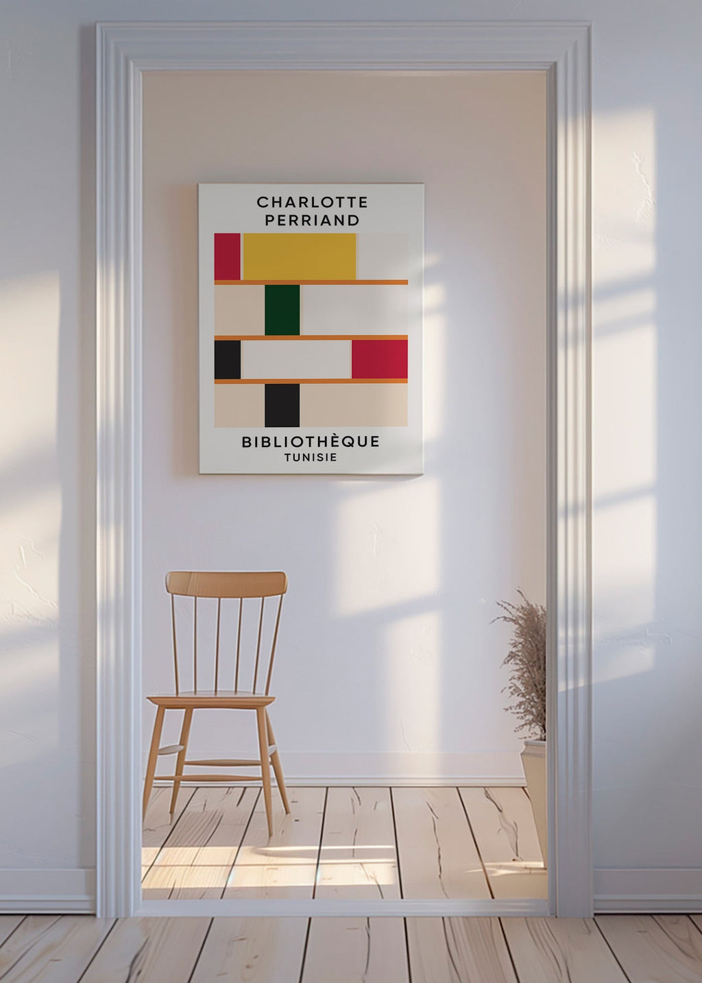 Geometrisch kunstwerk plank kleurvlakken
