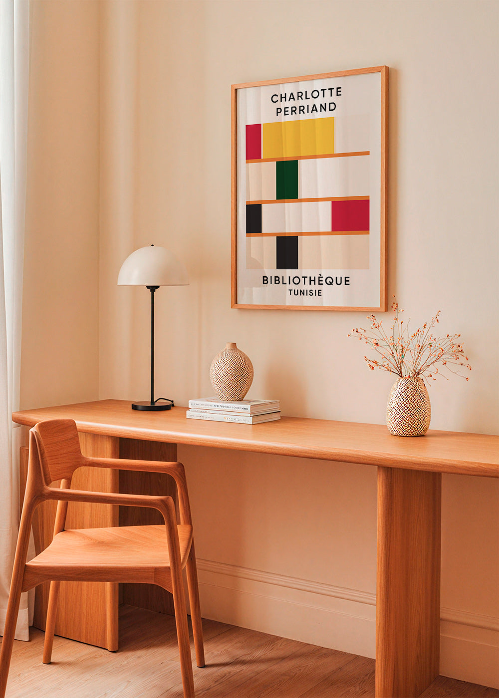 Geometrisch kunstwerk plank kleurvlakken