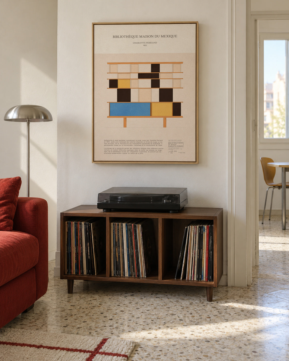 Charlotte Perriand - Bibliothèque Maison du Mexique - Framed canvas in an interior