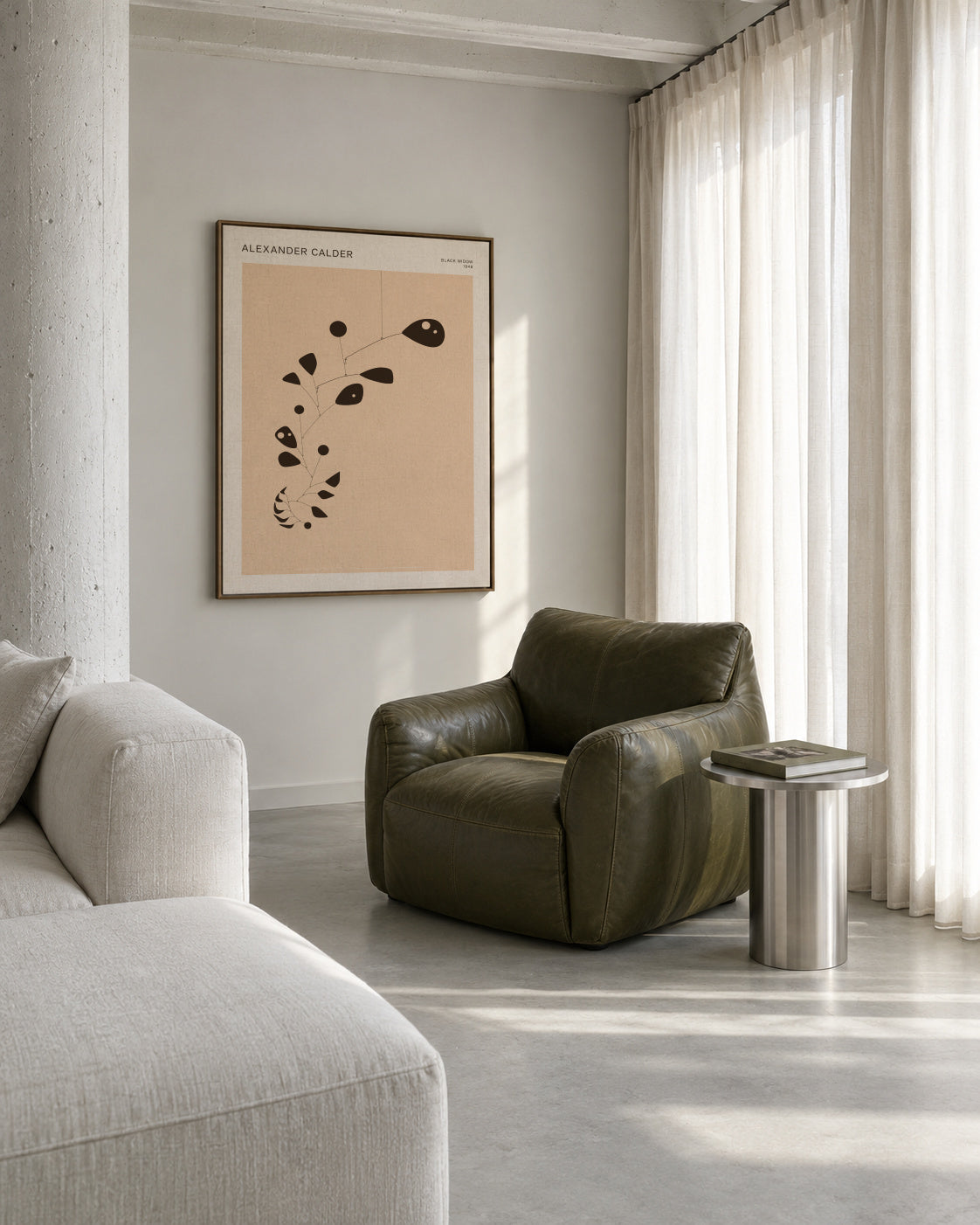 Alexander Calder - Black Widow - Mobile - Framed canvas in an interior