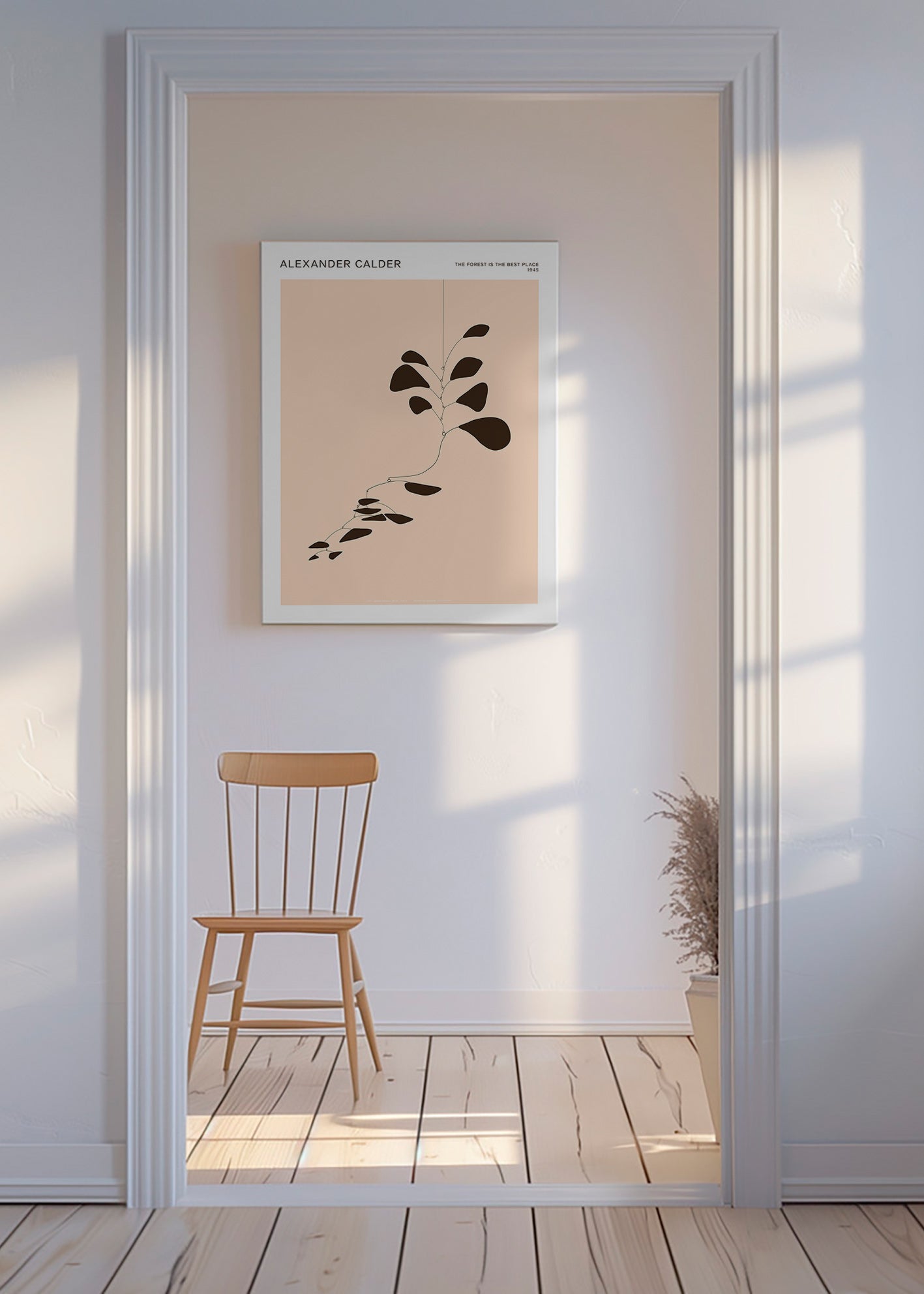 Botanische print Calder-mobile met zwarte bladeren