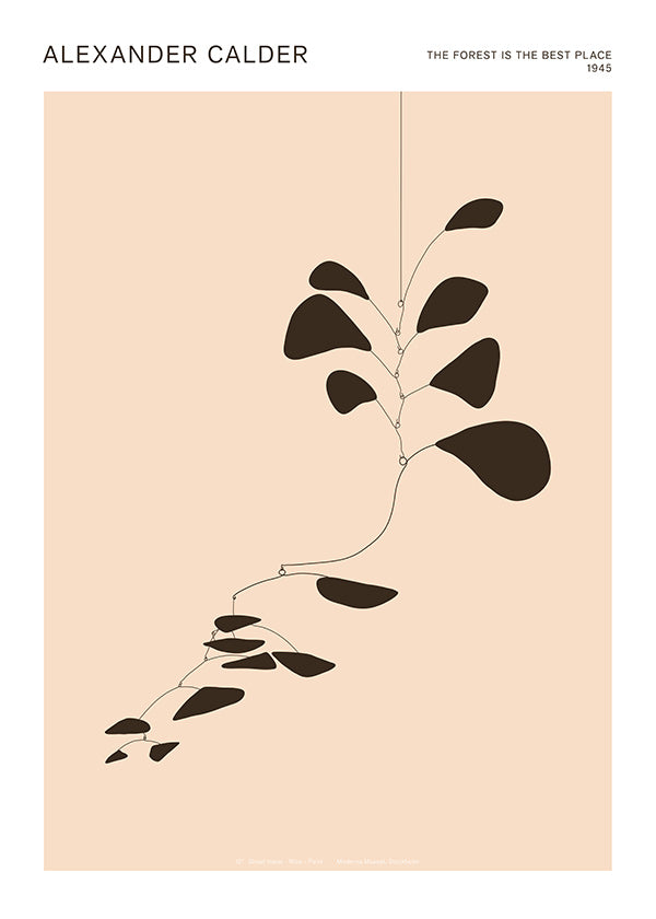 Botanische print Calder-mobile met zwarte bladeren