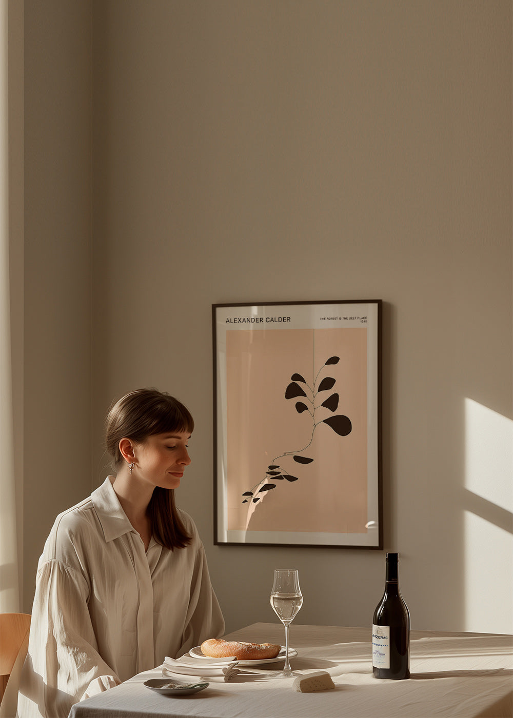Botanische print Calder-mobile met zwarte bladeren