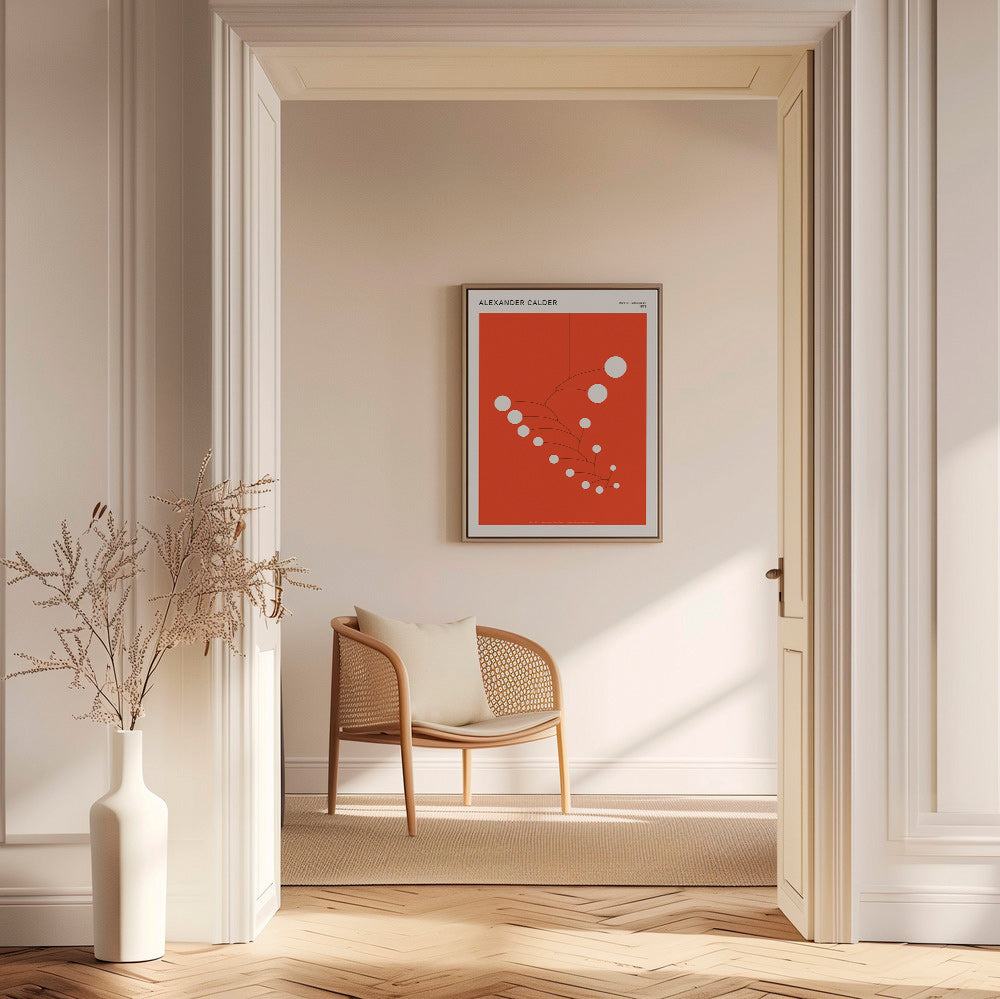 Abstract rood mobiel kunstwerk met cirkels