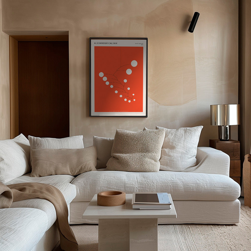 Abstract rood mobiel kunstwerk met cirkels
