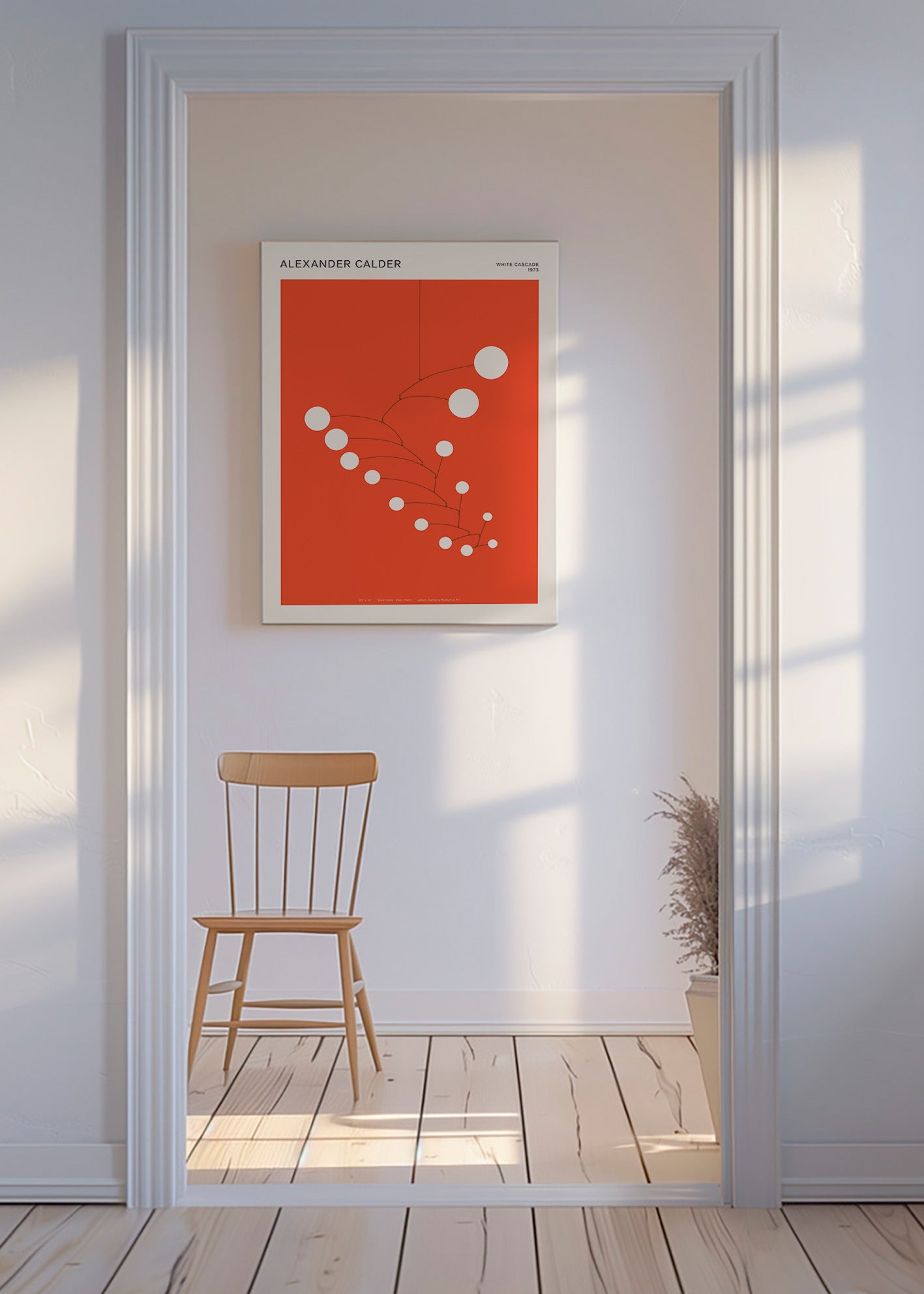 Abstract rood mobiel kunstwerk met cirkels