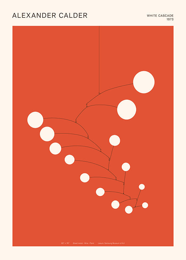 Abstract rood mobiel kunstwerk met cirkels