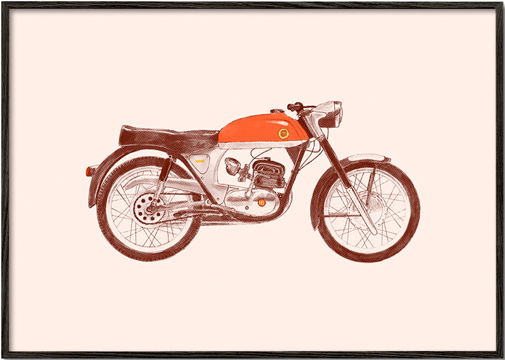 Vintage poster rode motorfiets illustratie
