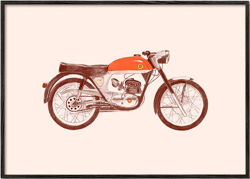 Vintage poster rode motorfiets illustratie