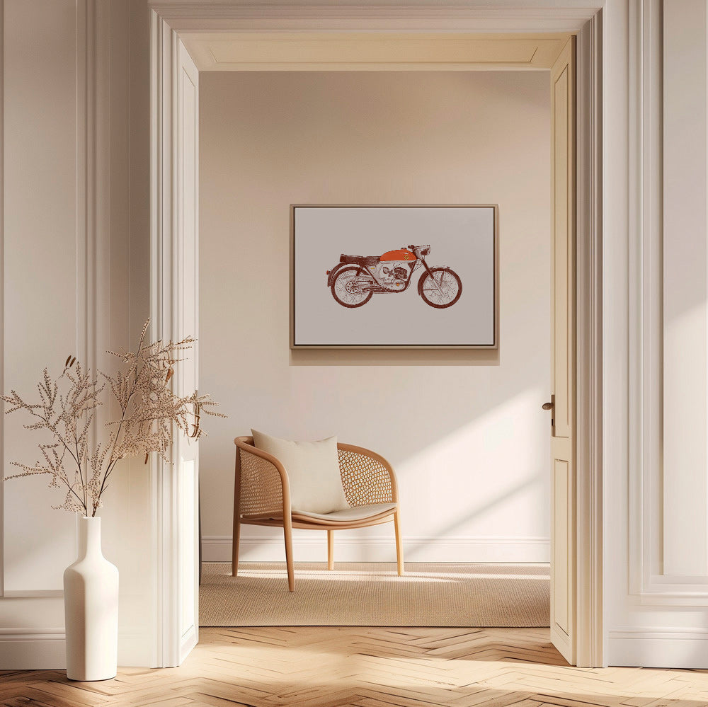 Vintage poster rode motorfiets illustratie