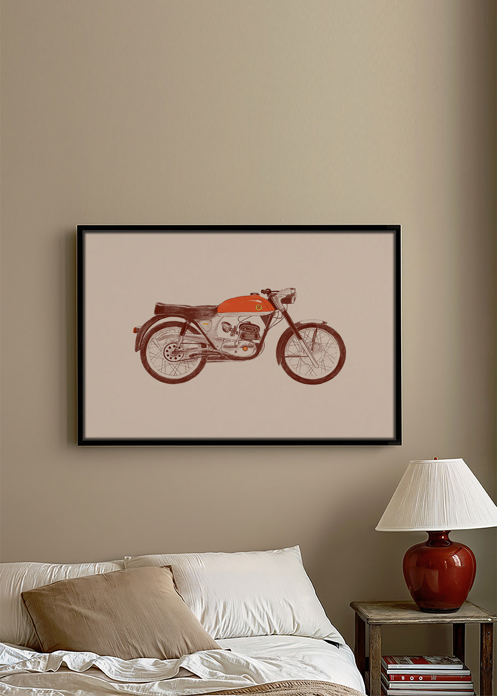 Vintage poster rode motorfiets illustratie