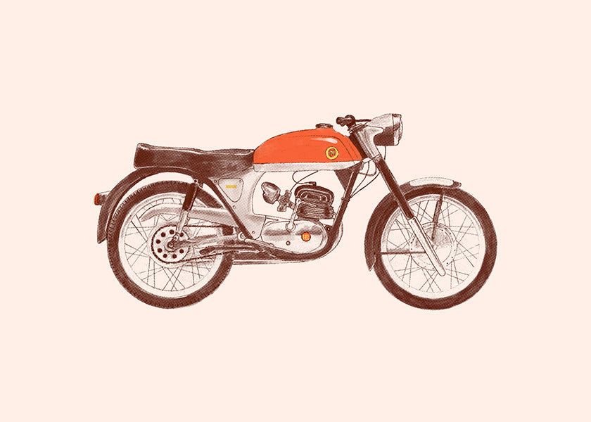 Vintage poster rode motorfiets illustratie