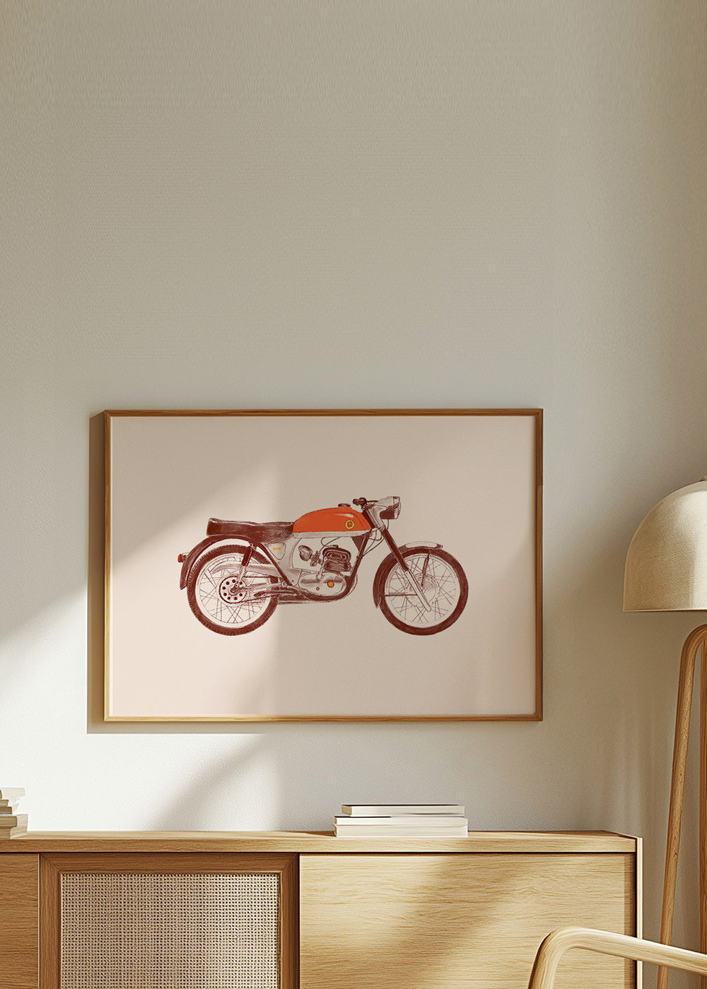Vintage poster rode motorfiets illustratie