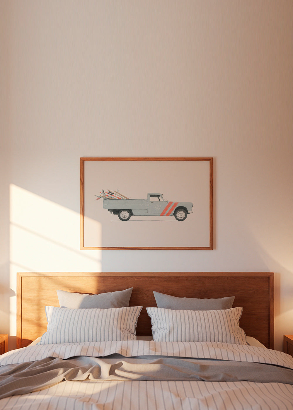 Vintage print pickup met surfplanken