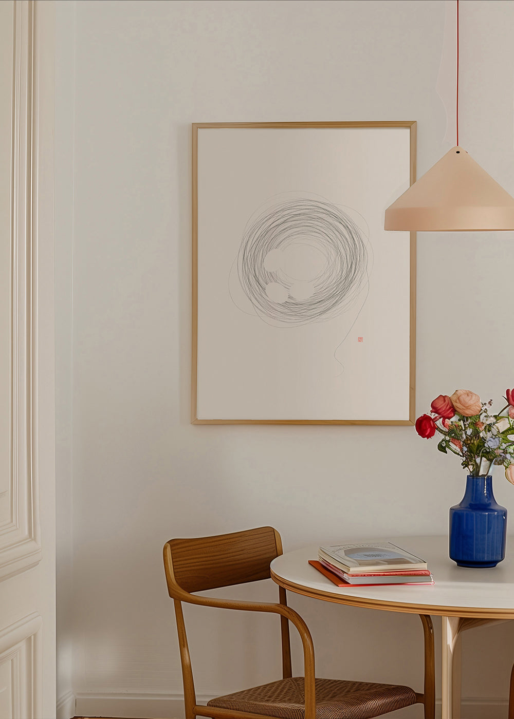 Minimalistisch design: nest in lijnkunst