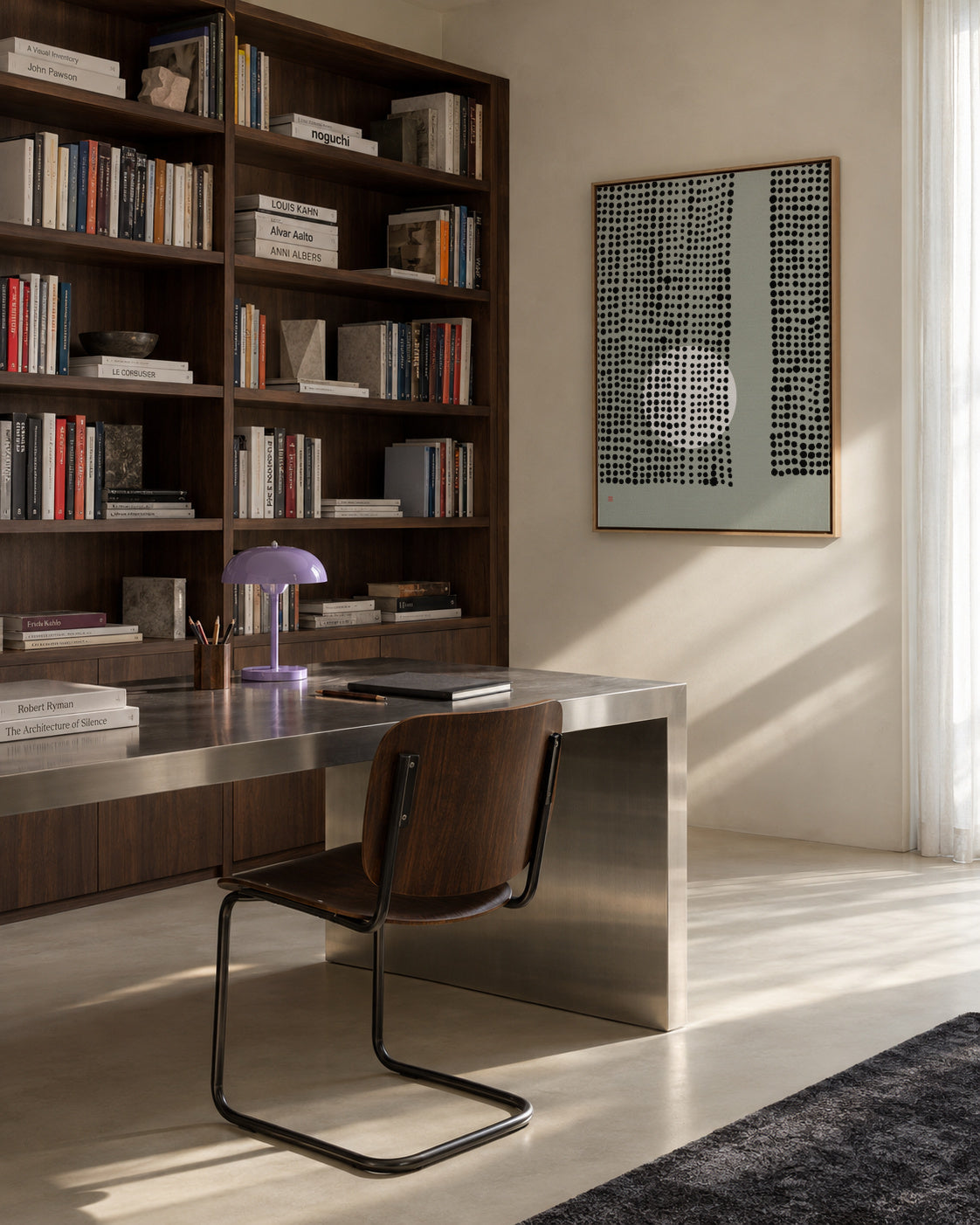 Hidden Moon n° 4 (Behind The Curtains) - Framed canvas in an interior
