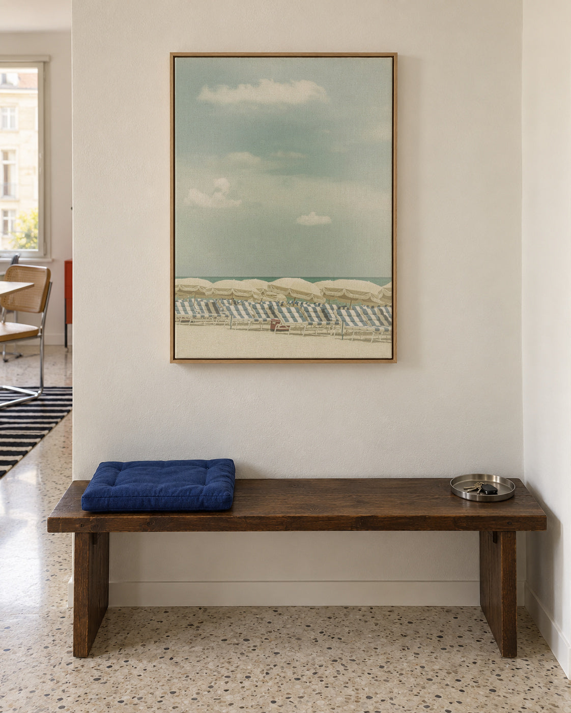 Vintage beach scene - Framed canvas in an interior