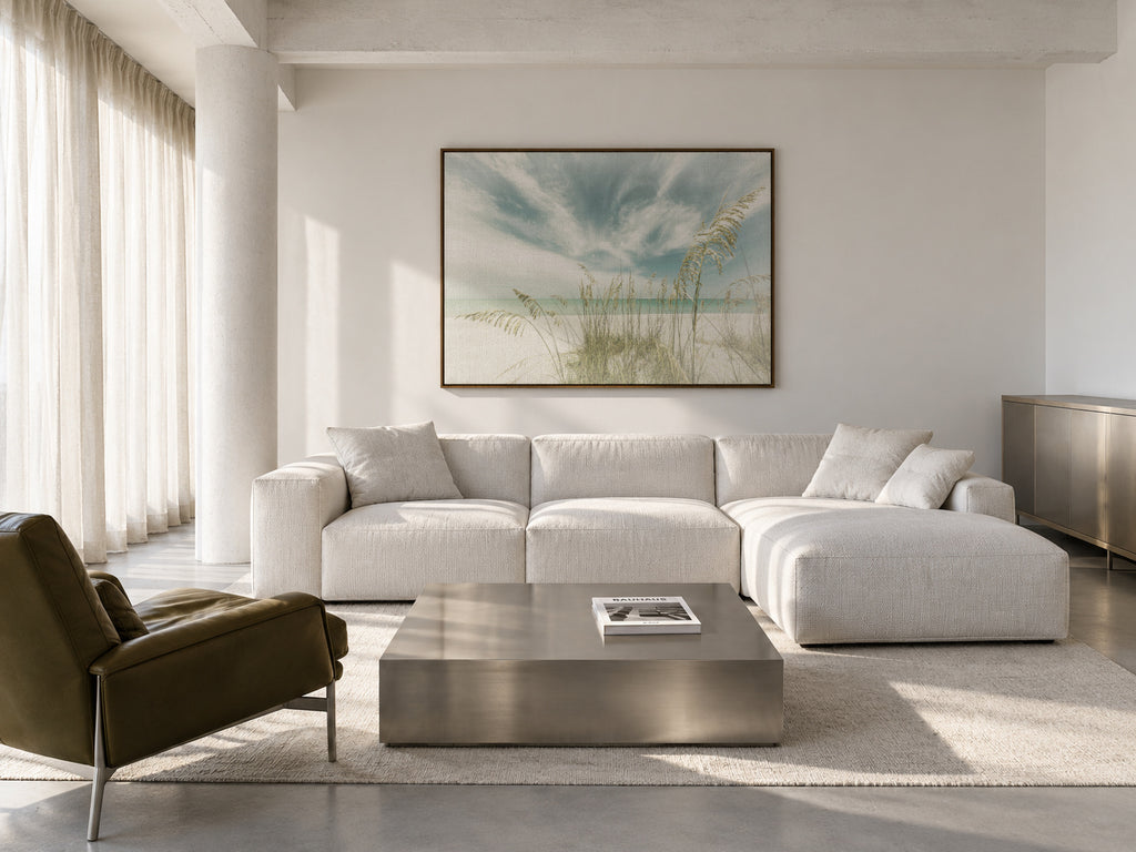 Heavenly calmness on the beach | Vintage - Framed canvas in an interior