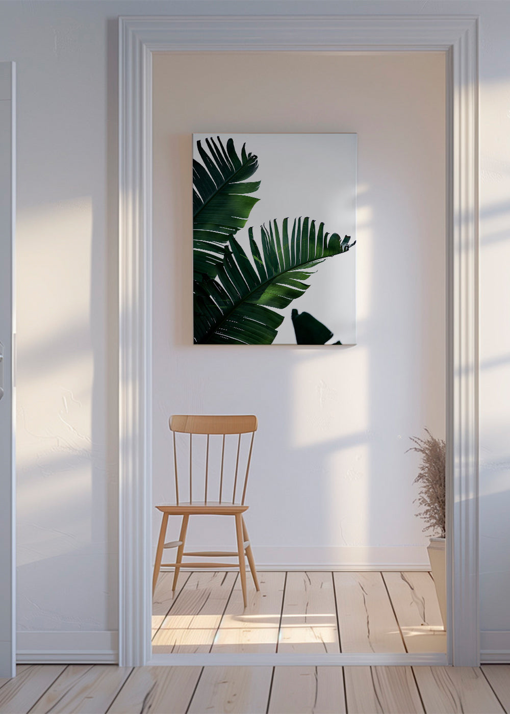 Botanische print groene bladeren verticaal