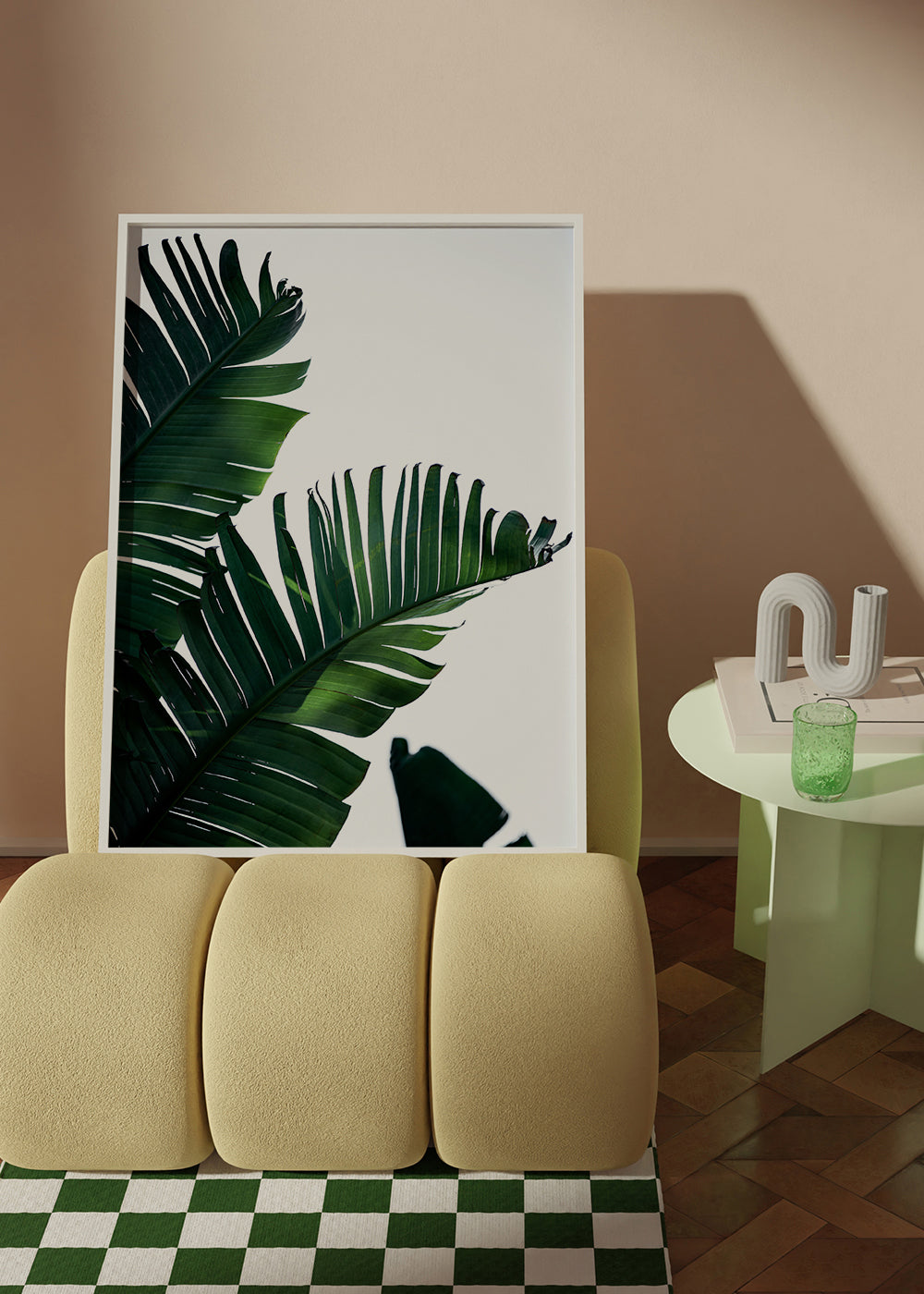 Botanische print groene bladeren verticaal