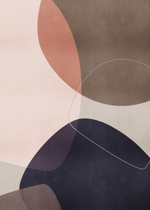 Abstract kunstwerk met organische roze en blauwe vormen