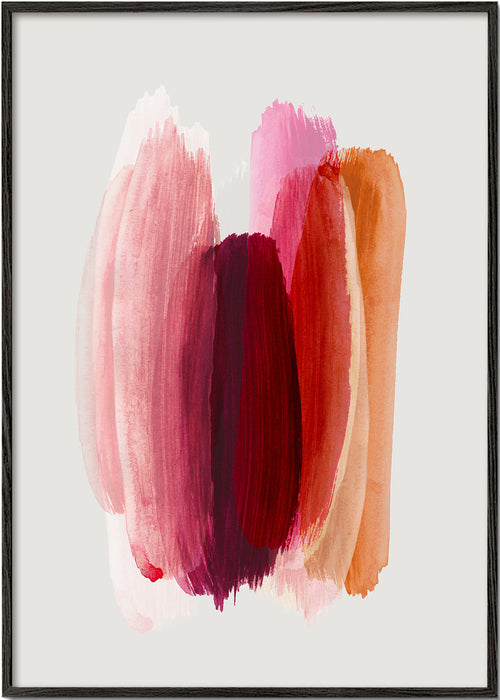 Abstract kunstwerk met roze en oranje penseelstreken