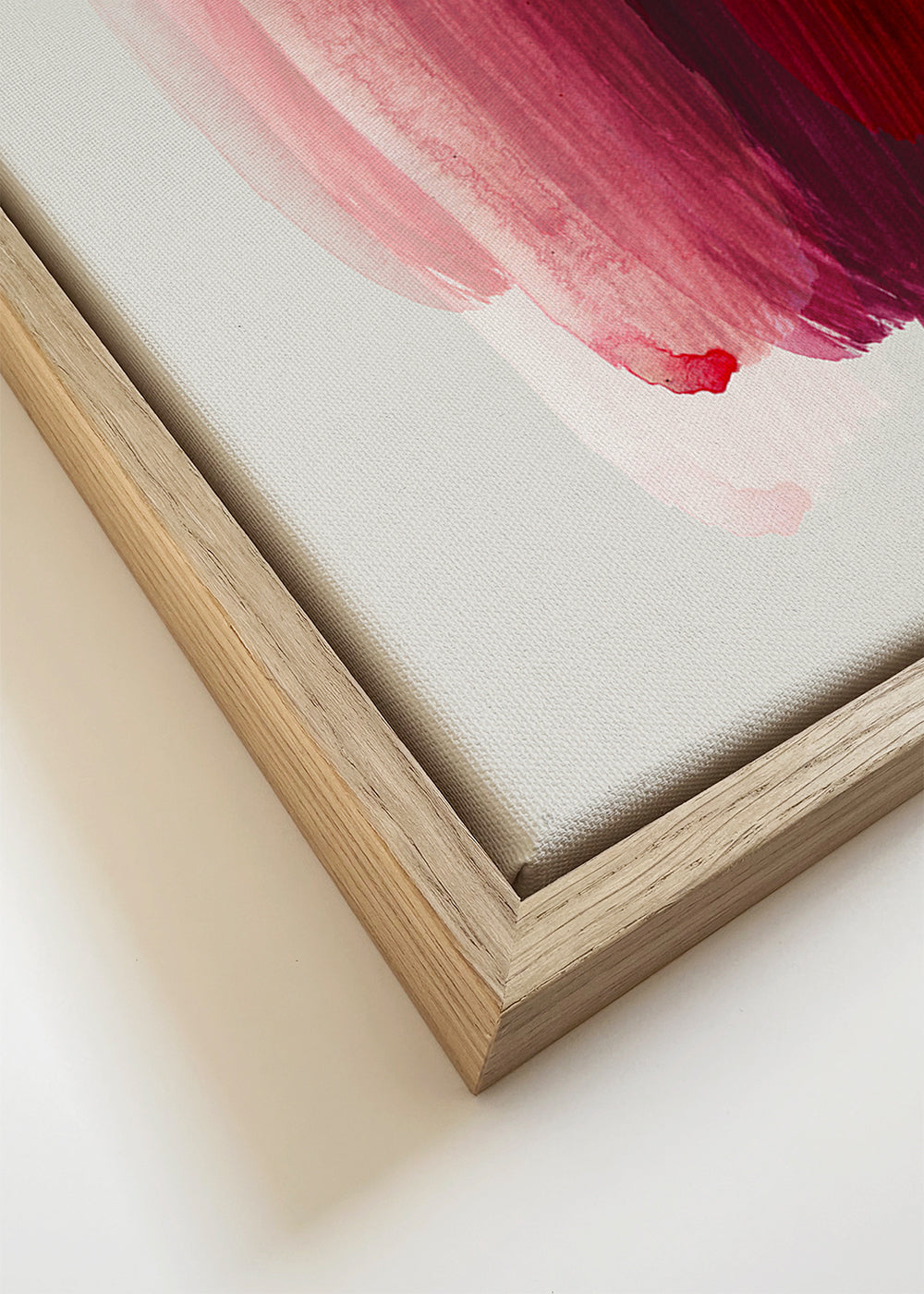 Abstract kunstwerk met roze en oranje penseelstreken