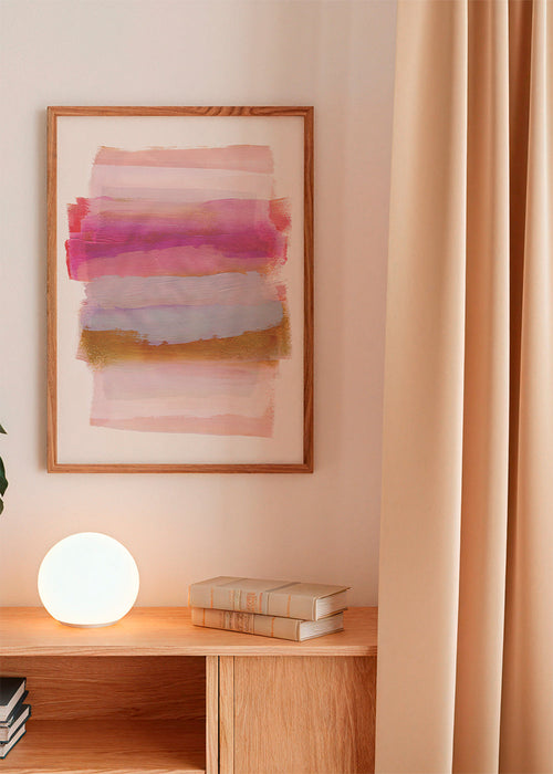 Abstract kunst roze en gouden penseelstreken