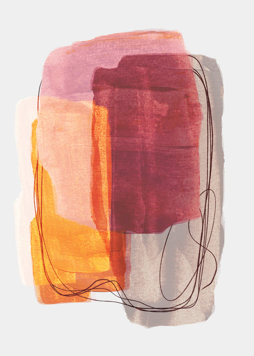 Abstract kunst met roze penseelstreken
