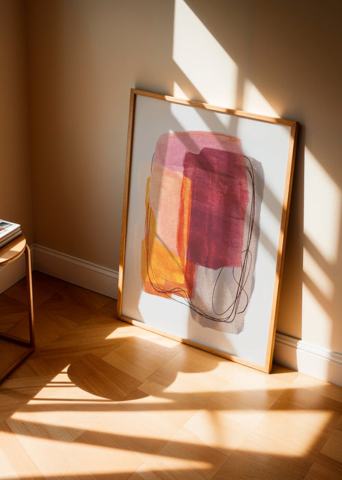 Abstract kunst met roze penseelstreken