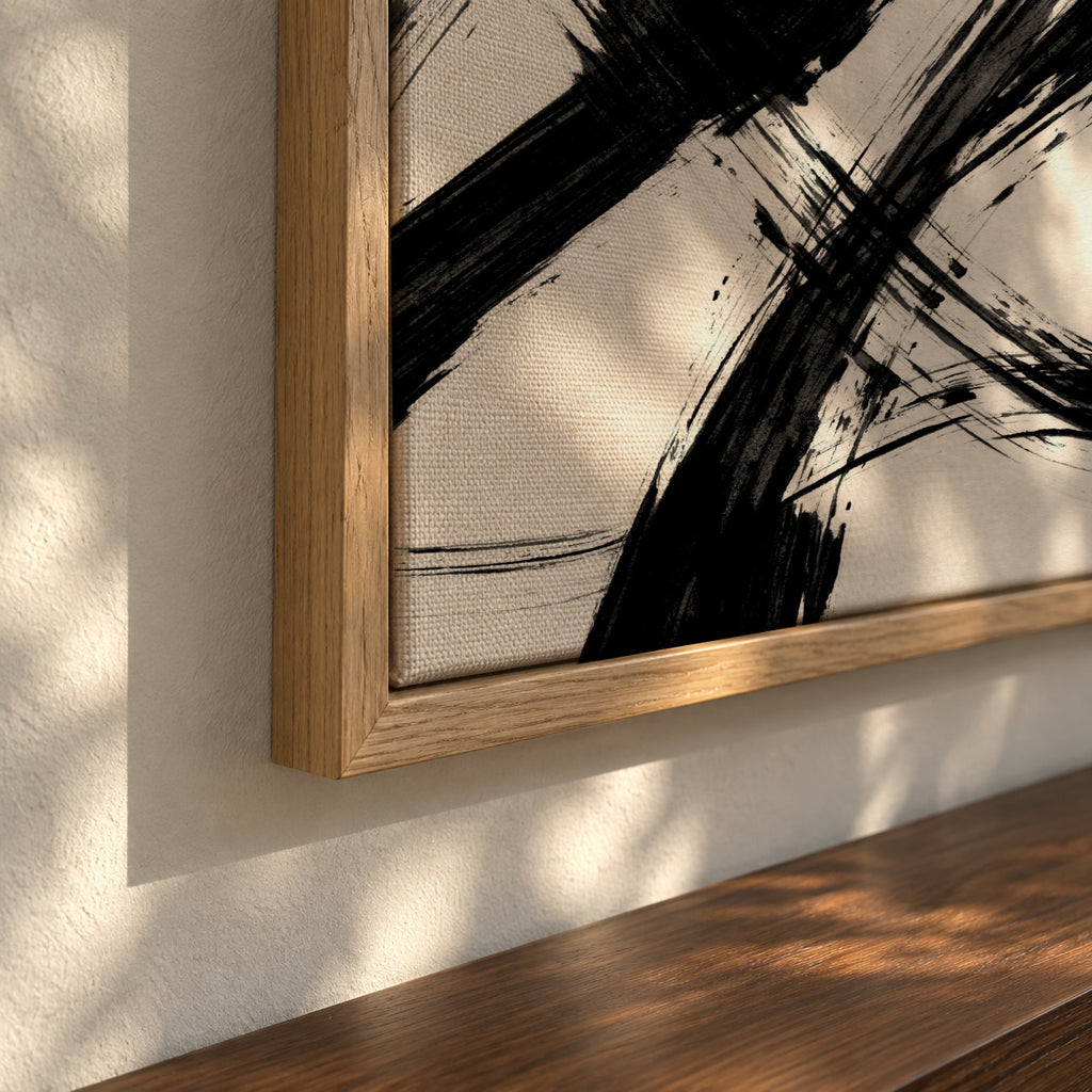 Abstract Brush Strokes 98X - Framed canvas detail