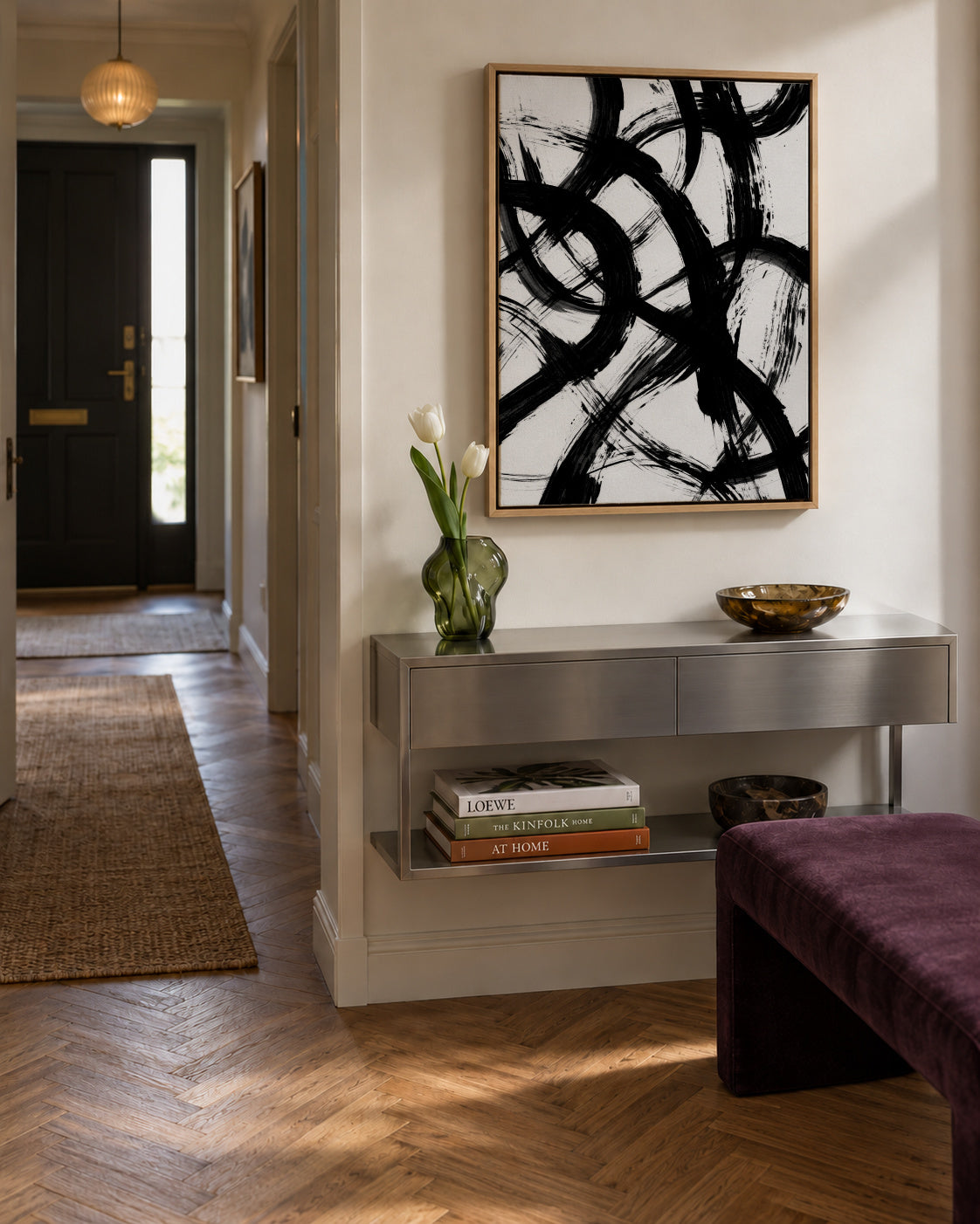 Abstract Brush Strokes 98X - Framed canvas in an interior