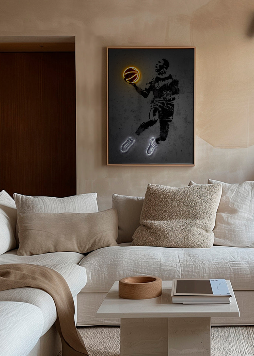 Sportposter stencil met neon