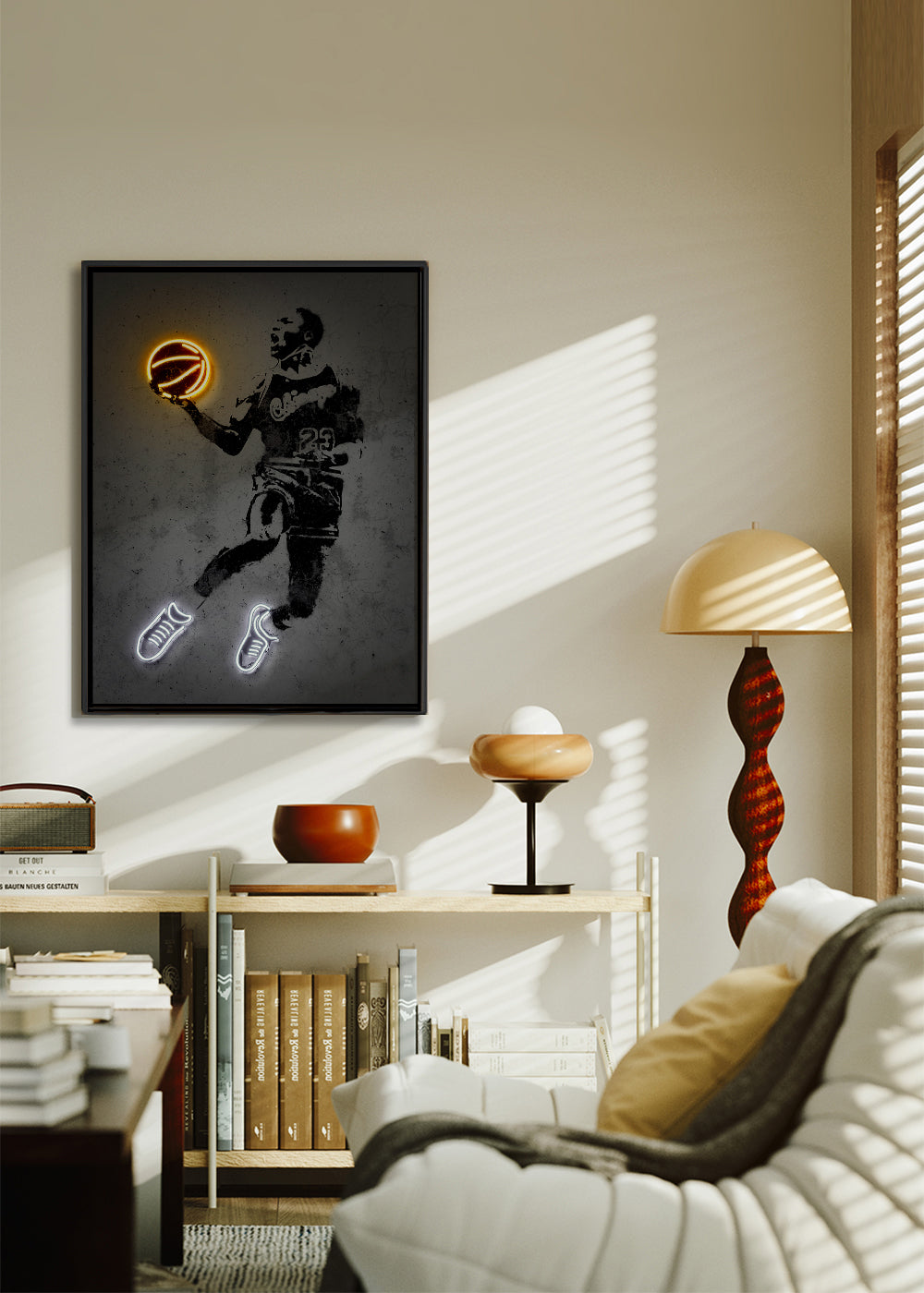 Sportposter stencil met neon
