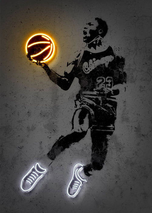 Sportposter stencil met neon