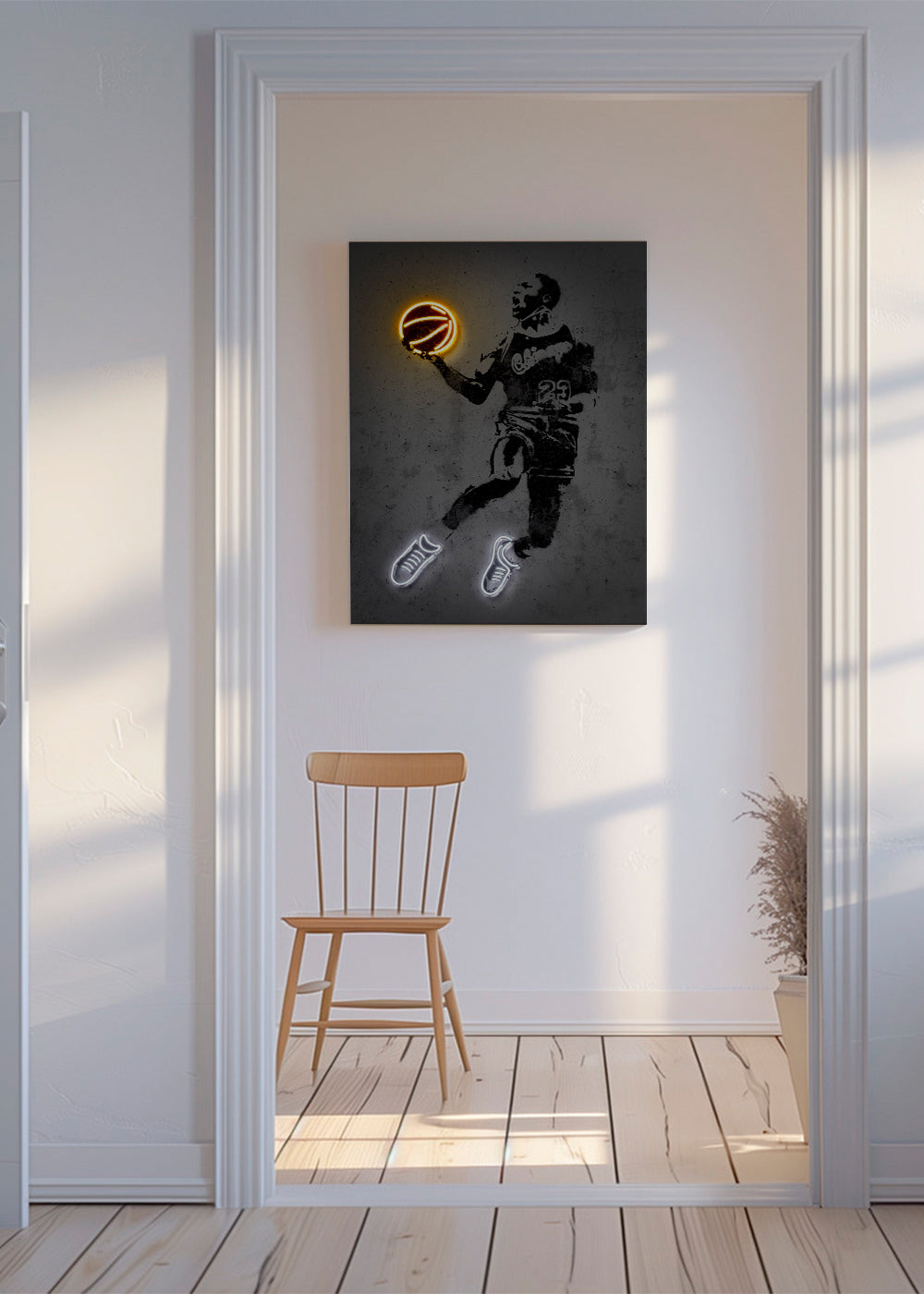 Sportposter stencil met neon