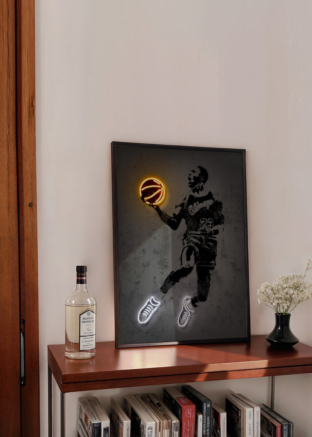 Sportposter stencil met neon