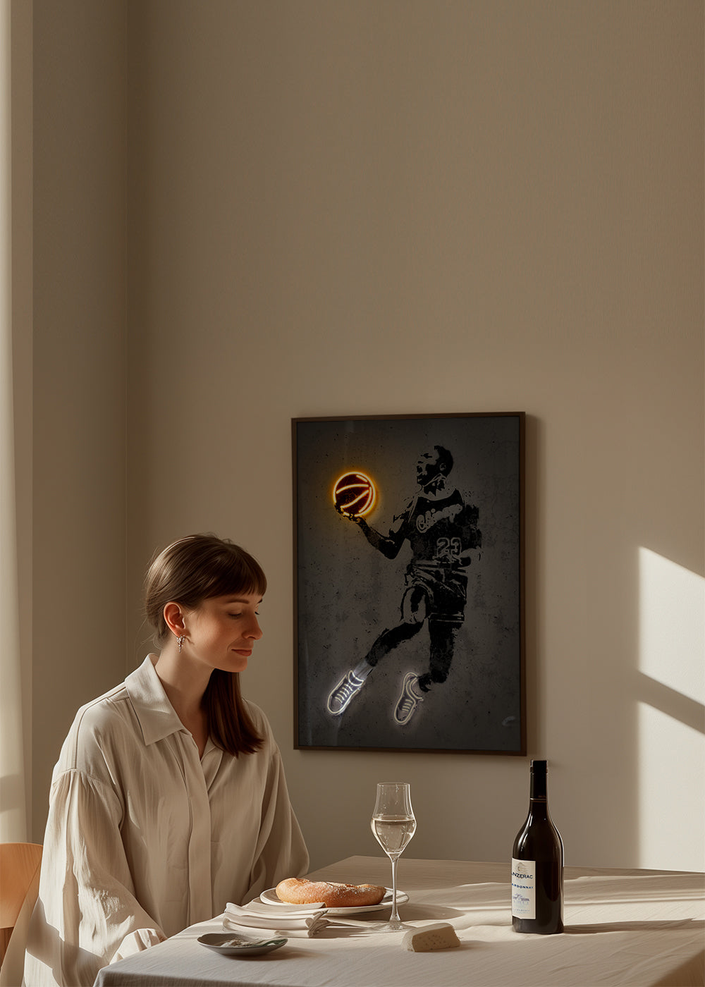 Sportposter stencil met neon