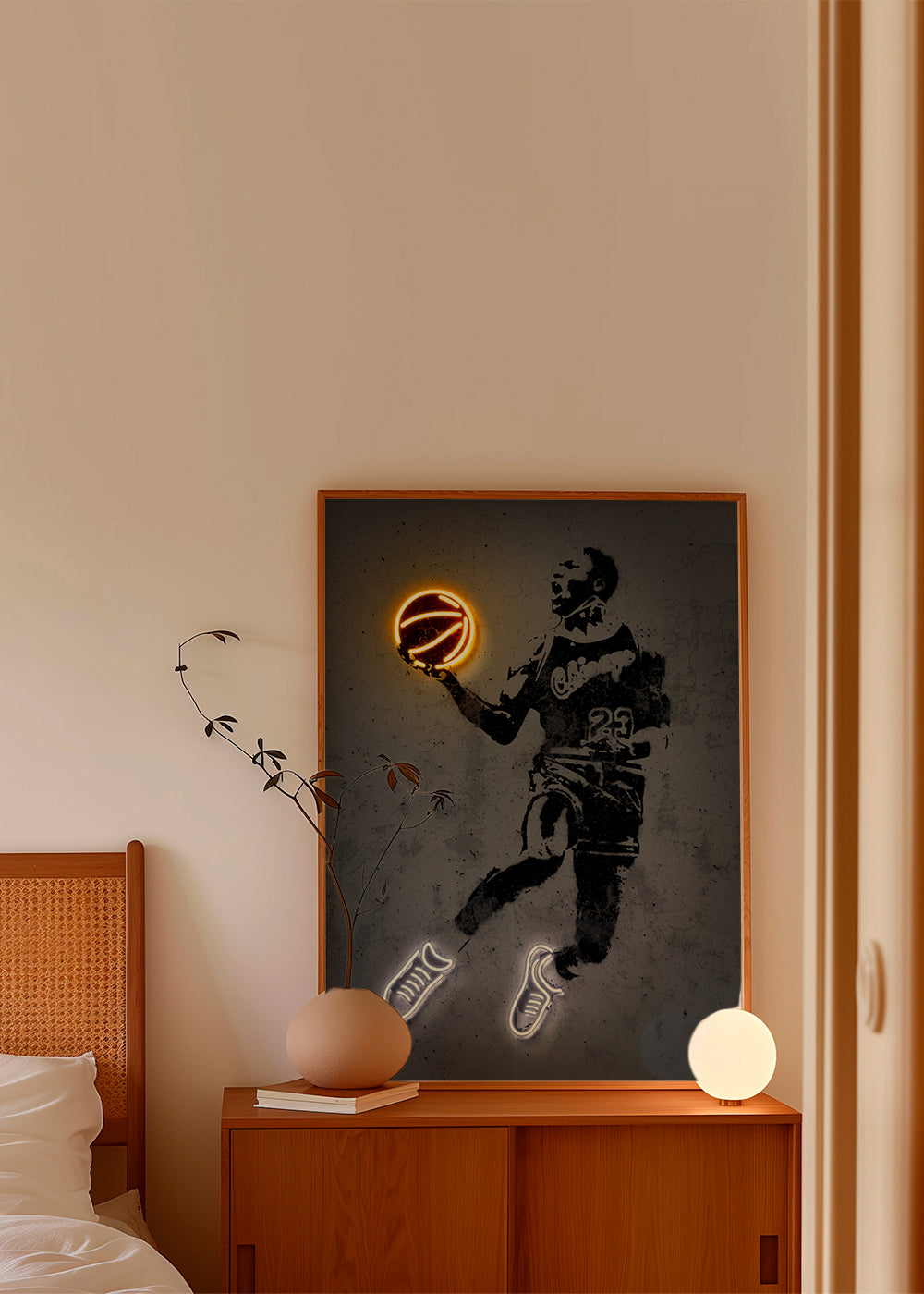 Sportposter stencil met neon