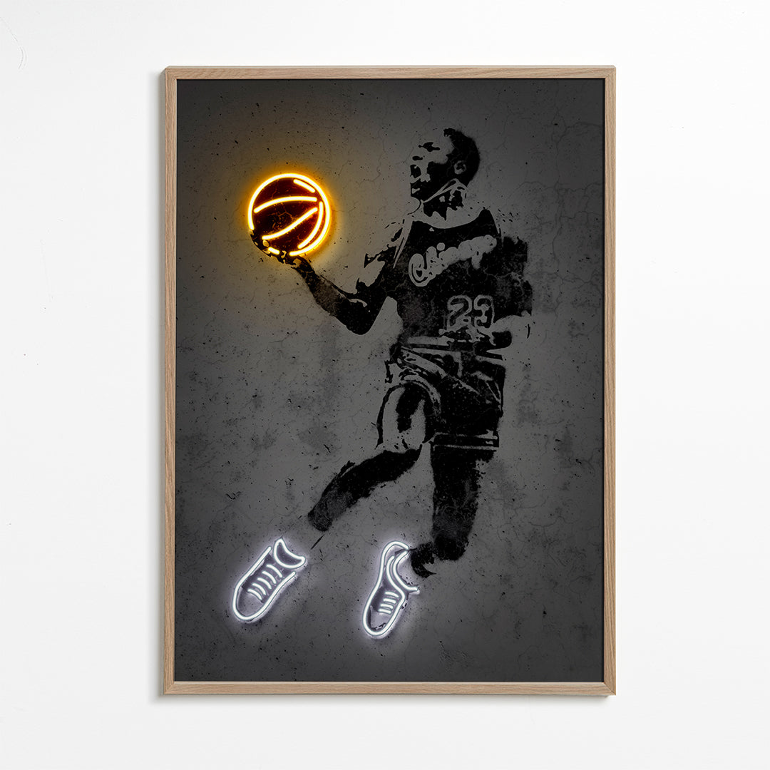 Sportposter stencil met neon