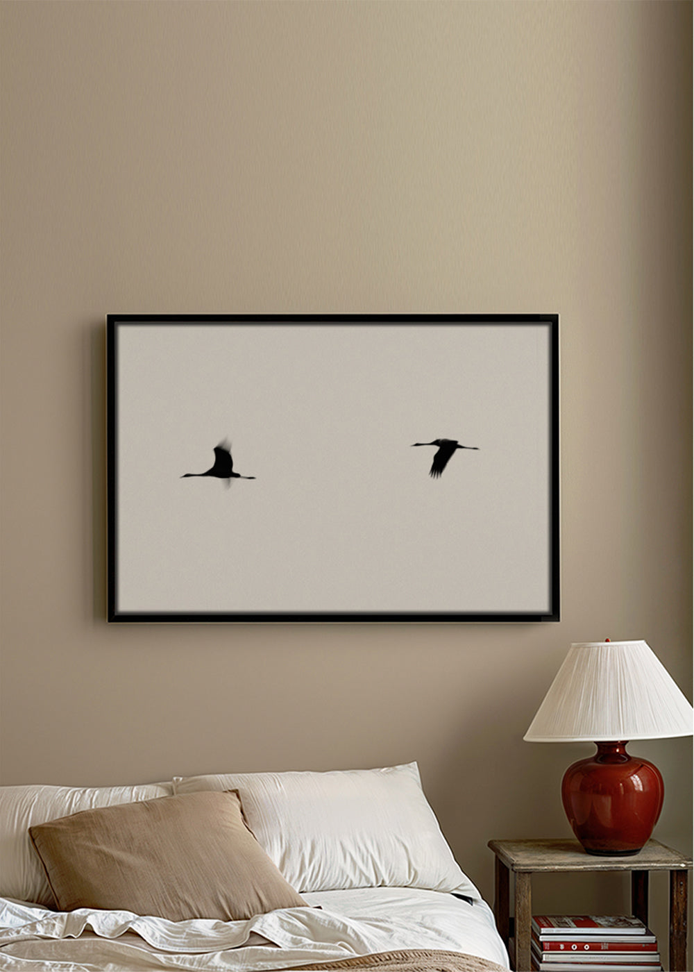 Kunstwerk kraanvogels in vlucht