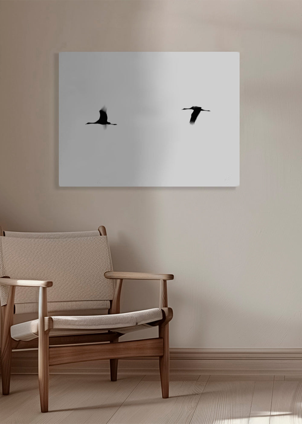 Kunstwerk kraanvogels in vlucht