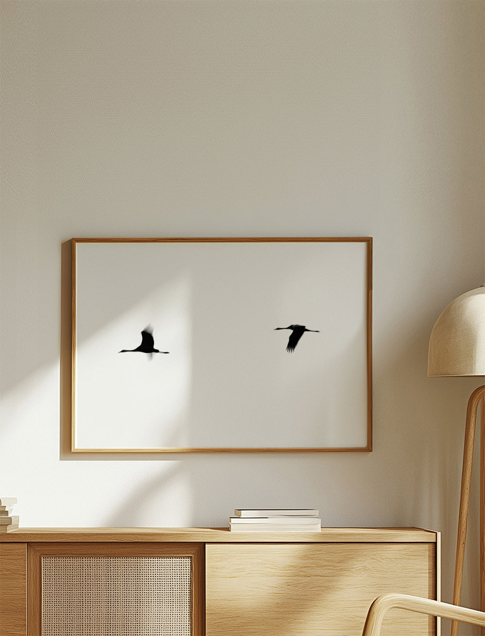 Kunstwerk kraanvogels in vlucht