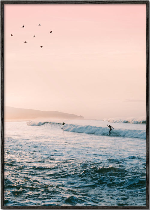 Sport kunst surf bij zonsopgang