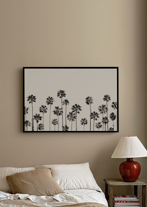 Botanische print van palmen in zwart-wit