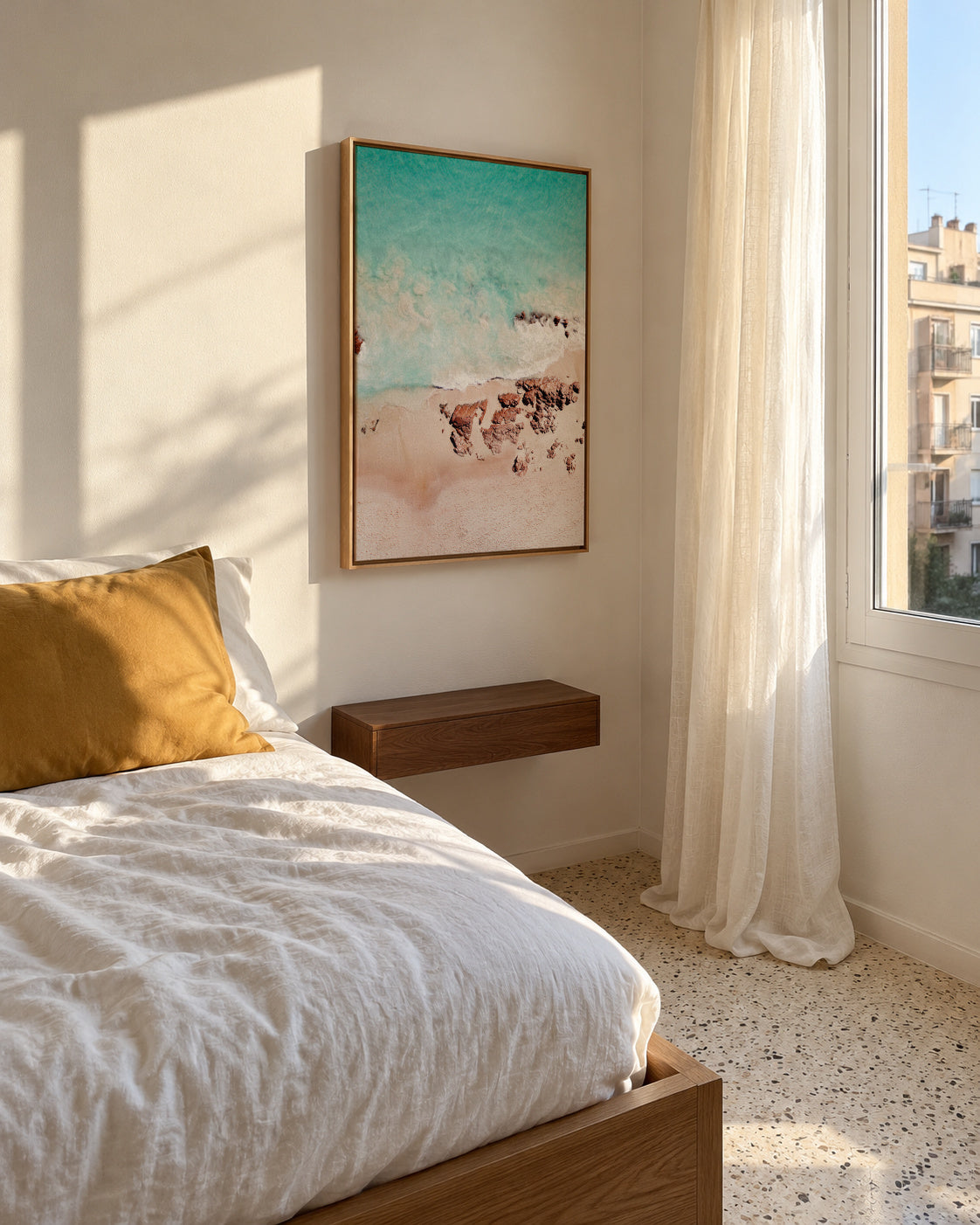 Golden Rose Beach - Framed canvas in an interior