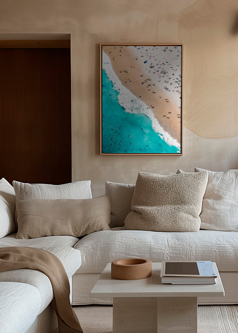 Strandlandschap print met luchtfoto en turquoise zee