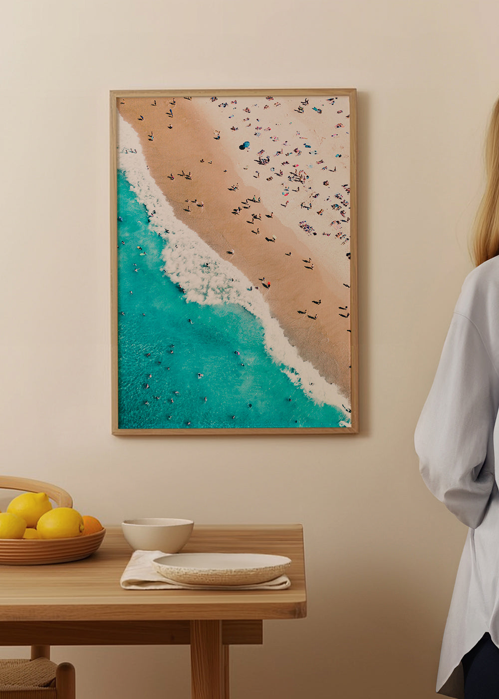 Strandlandschap print met luchtfoto en turquoise zee