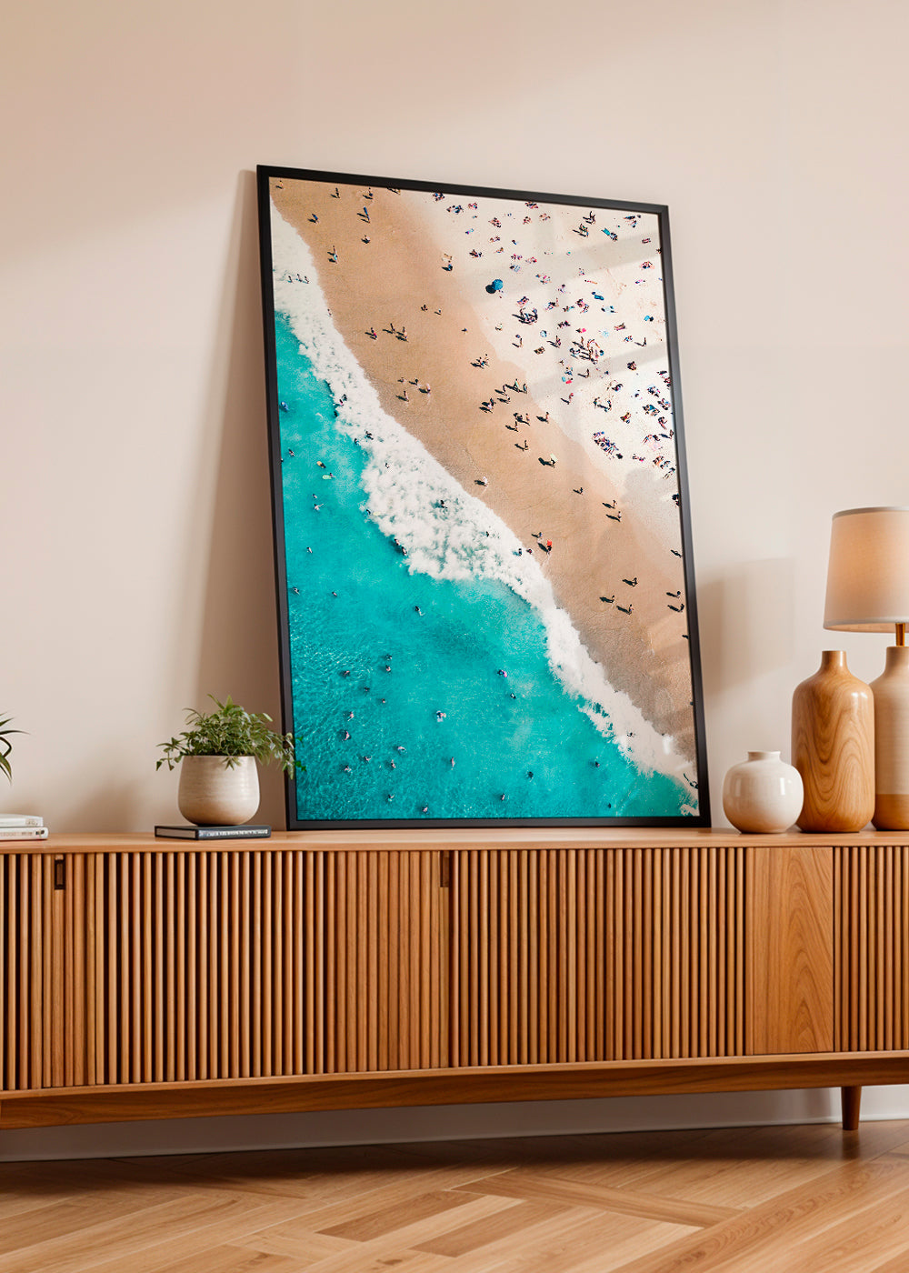 Strandlandschap print met luchtfoto en turquoise zee
